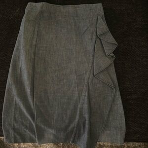 Faux wrap denim pencil skirt